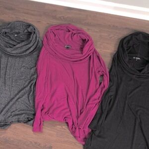 Set of 3 Gibson Look Cowl Neck Sweaters